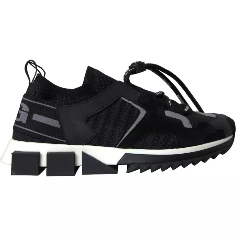 Dolce & Gabbana Black White Logo Sorrento Mens Sneakers Shoes And Cotton - Men