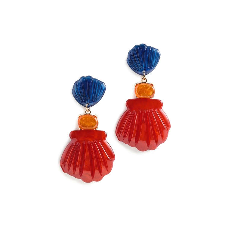 By Adina Eden Seashell Gem Drop Earrings Multi Color One Size