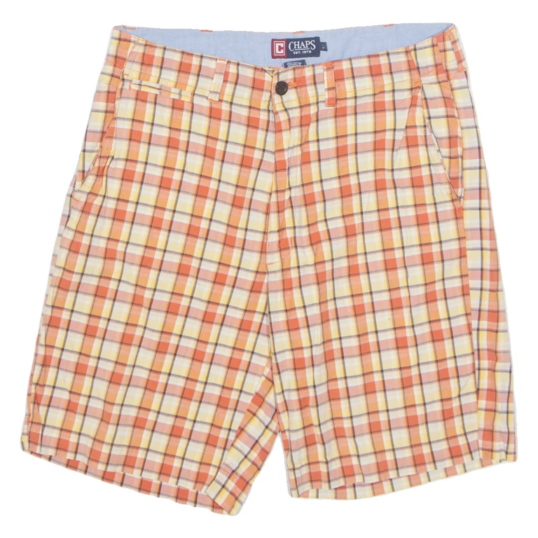 CHAPS Mens Chino Shorts Orange 90s Check M W33
