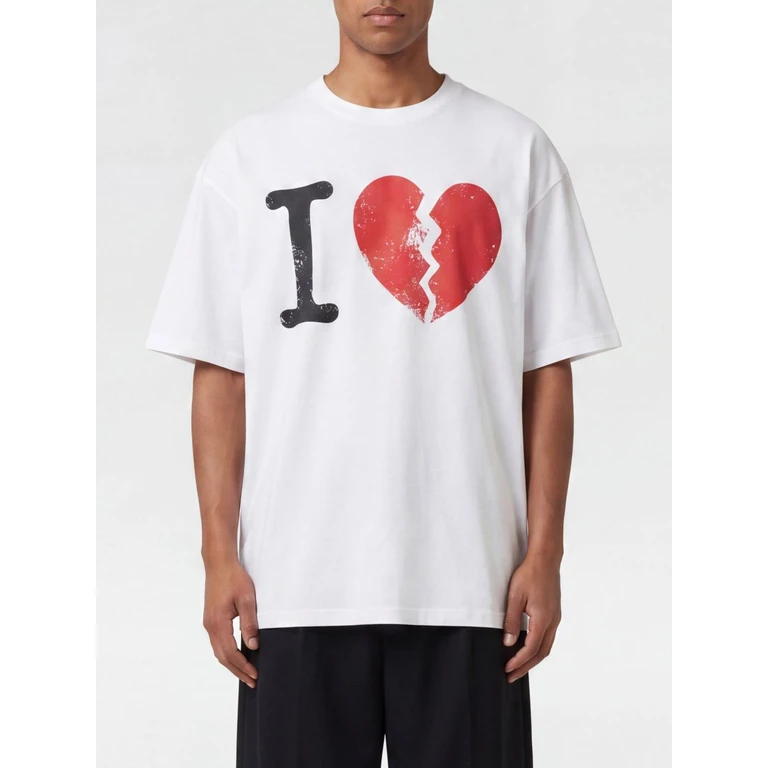 Relaxed Fit Crewneck Cotton T-Shirt with Front Slogan Print (V581009556051)