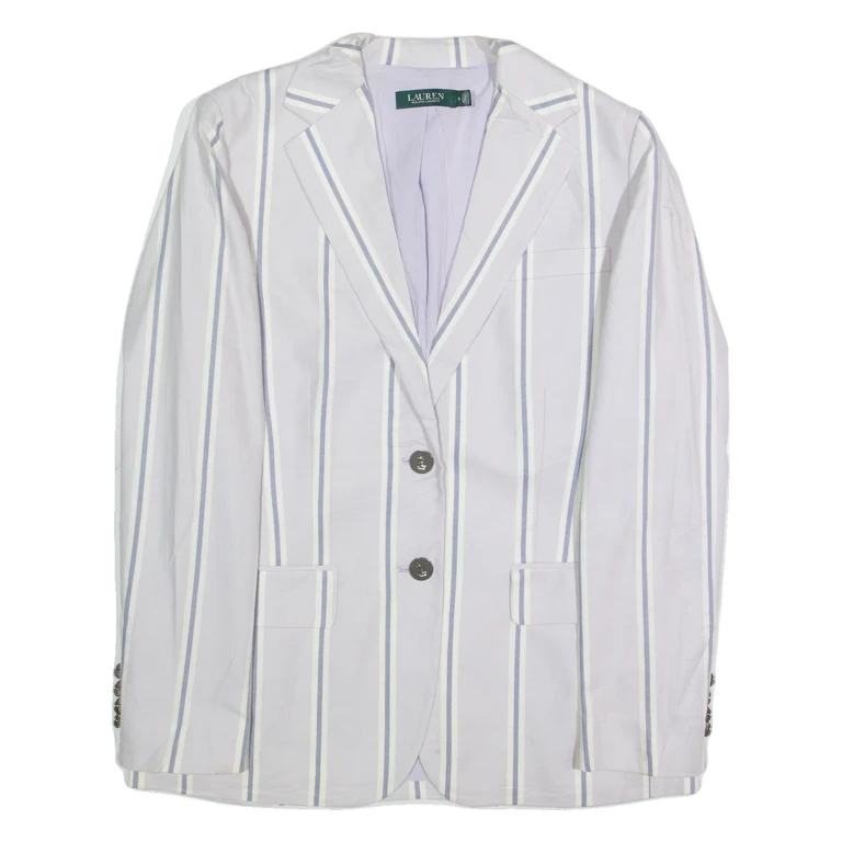 RALPH LAUREN Womens Blazer Jacket Purple Striped XS