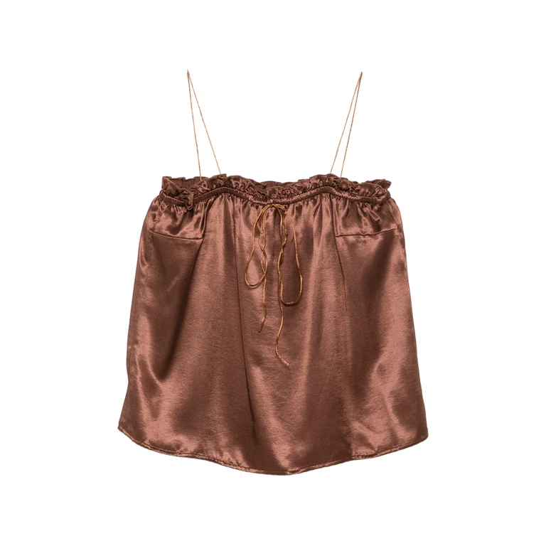 Ruffled-trim Spaghetti-strap Top