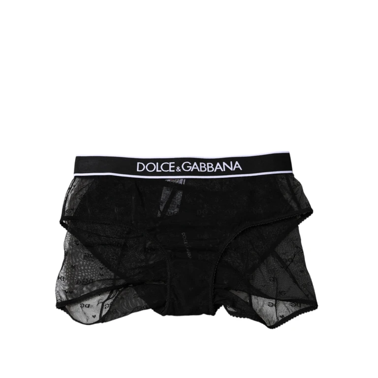 Dolce & Gabbana Black Tulle Nylon Mid Waist Panty Underwear Elastane Clothing - Women