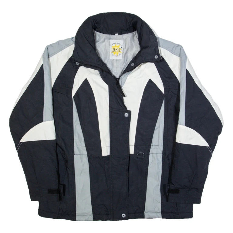 LET'S JET Womens Jacket Black 90s Colourblock L