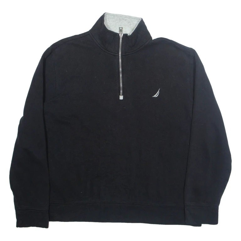 NAUTICA Mens Sweatshirt Black 1/4 Zip XL