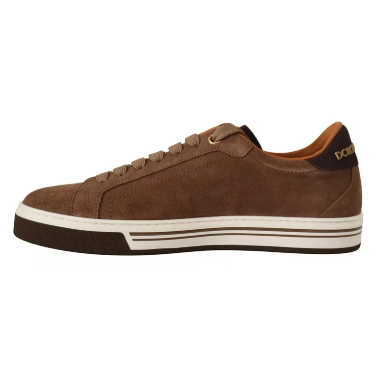 Dolce & Gabbana Brown Suede Logo Low Top Sneakers Men Shoes Leather - Men