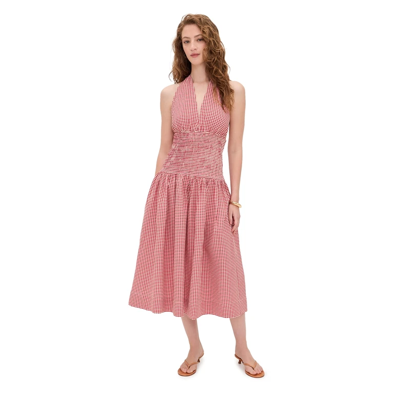 WAYF Margeaux Halter Dress Red S