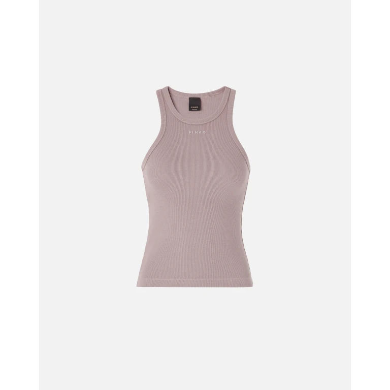 Pinko - Débardeur en maille côtelée à logo PINKO - XS