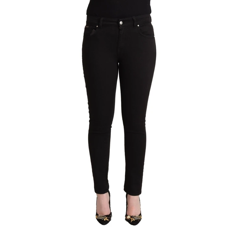 Dolce & Gabbana Black Cotton Mid Waist Denim Slim Fit Jeans Elastane Clothing - Women