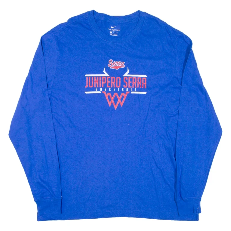 NIKE Basketball Mens T-Shirt Blue Long Sleeve USA XL
