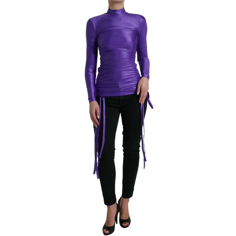 Dolce & Gabbana Purple Nylon Stretch Slim Long Sleeves Top Elastane - Women