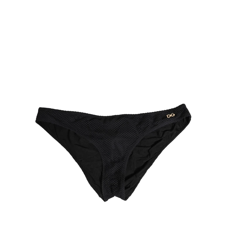 Dolce & Gabbana Black Nylon Dg Logo Plaque Regular Brief Underwear Elastane Clothing - Women