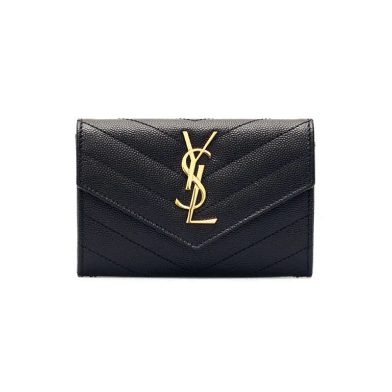 SAINT LAURENT Grain de Poudre leather wallet Woman One Size