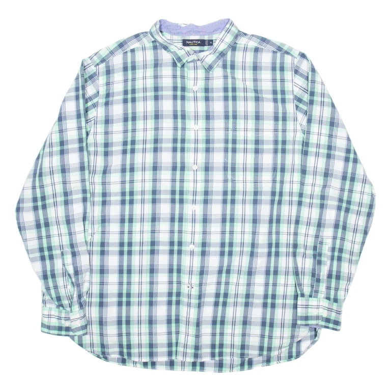 NAUTICA Mens Shirt Blue Check Long Sleeve XL
