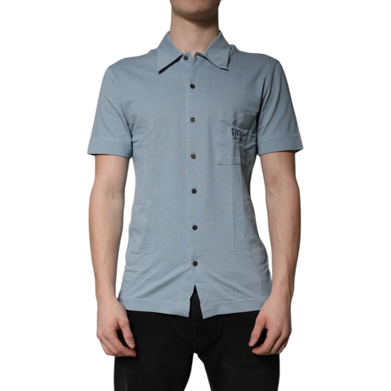 Dolce & Gabbana Blue Cotton Button Down Casual Men Polo Shirt Light - Men
