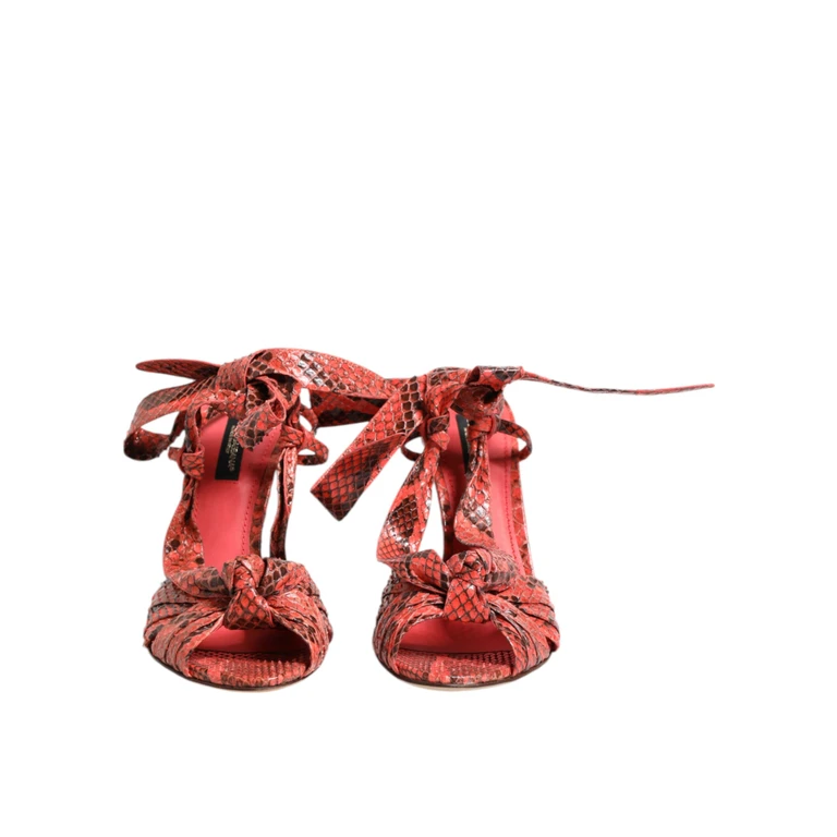 Dolce & Gabbana Coral Python Leather Heels Sandals Shoes - Women