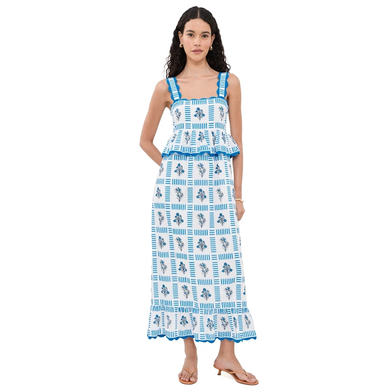 Saylor Vonda Dress Blue/Crme L