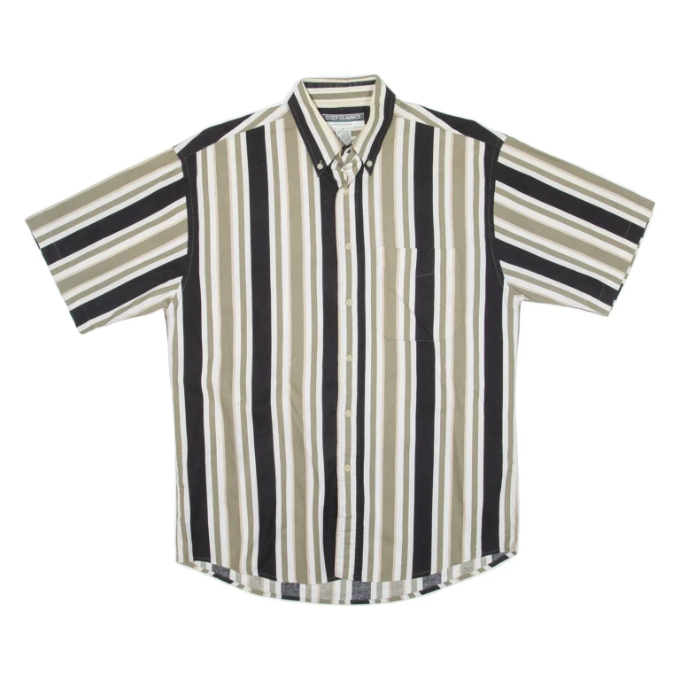 GOLF CLASSICS Mens Shirt Green Striped M