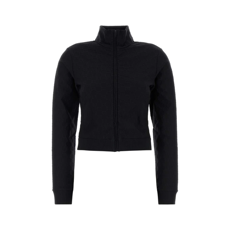Gucci Black Gg Jacquard Sweatshirt Exterior: Nylon Elastane Felpe - Women