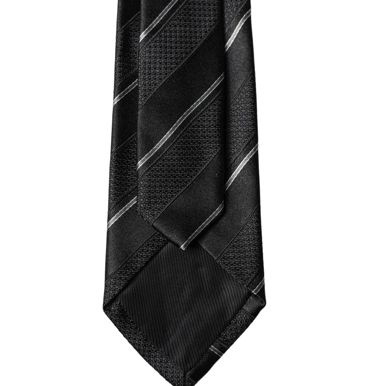 Dolce & Gabbana Black White Stripes Silk Adjustable Men Necktie Tie And - Men