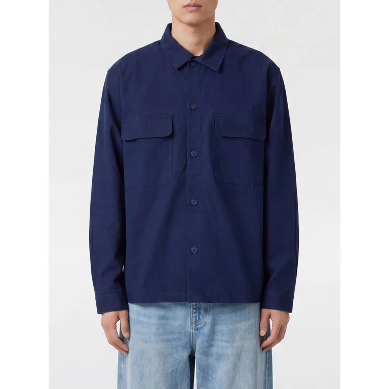 Cotton Shirt Jacket with Dropped Shoulders and Logo (JBS2603DB)