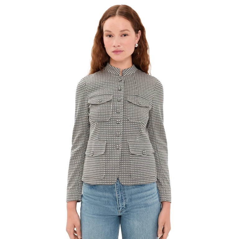 Mercer Ponte Blazer Black Plaid 10