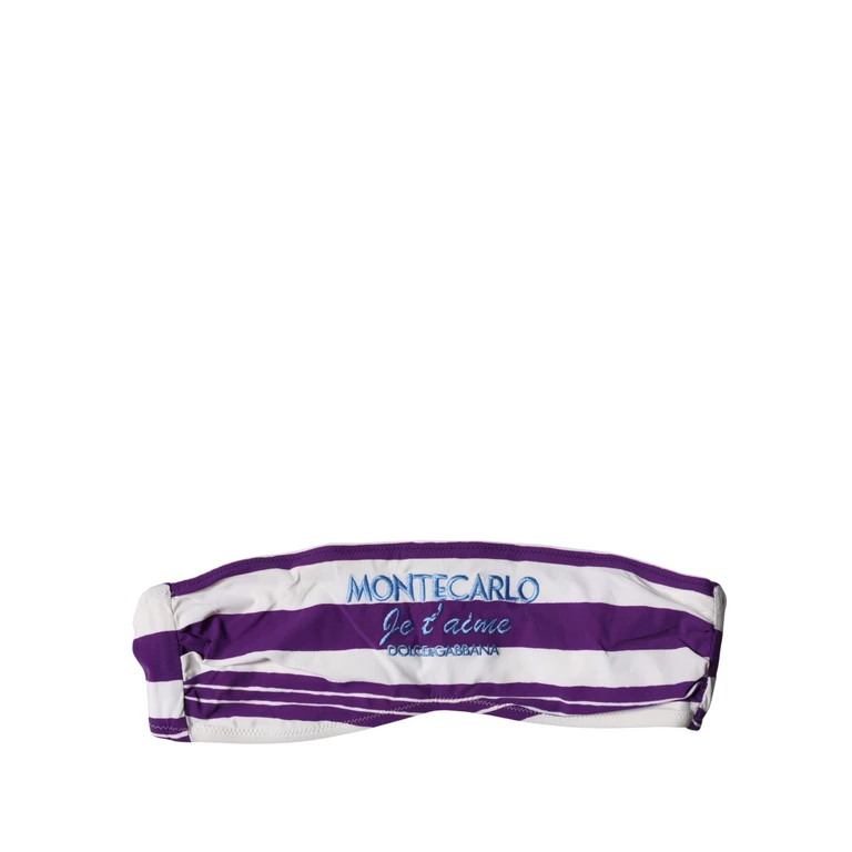 Dolce & Gabbana Purple White Stripes Nylon Bandeau Swimwear Elastane Clothing - Women