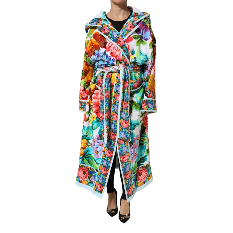 Dolce & Gabbana Multicolor Floral Print Belted Bathrobe Coat Jacket Clothing - Women