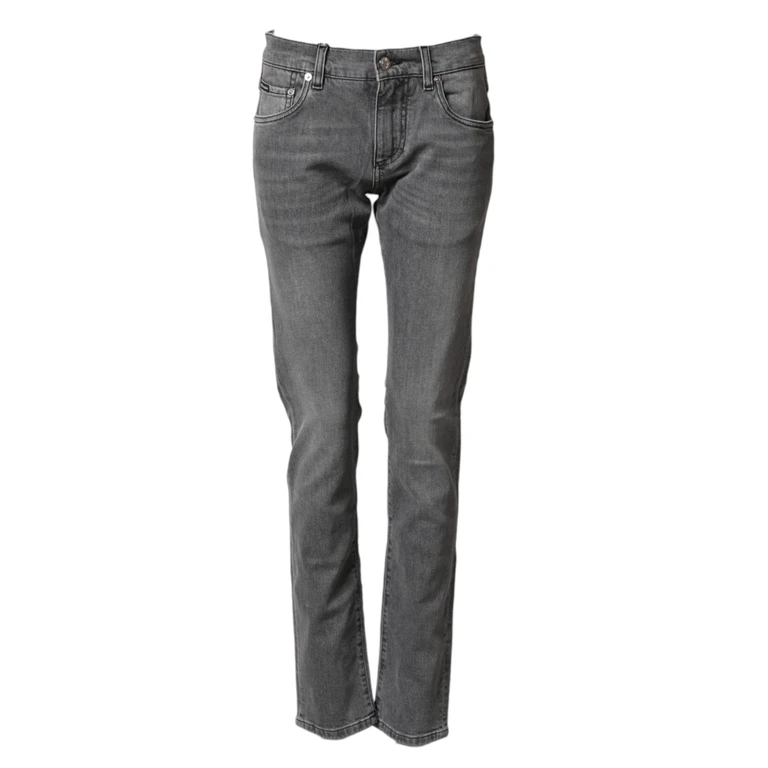 Dolce & Gabbana Gray Cotton Mid Waist Skinny Denim Jeans Co+02 Clothing - Men