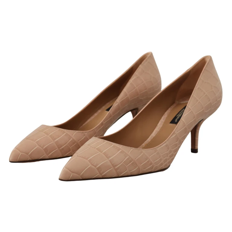 Dolce & Gabbana Beige Leather Pointed Heels Pumps Shoes - Women
