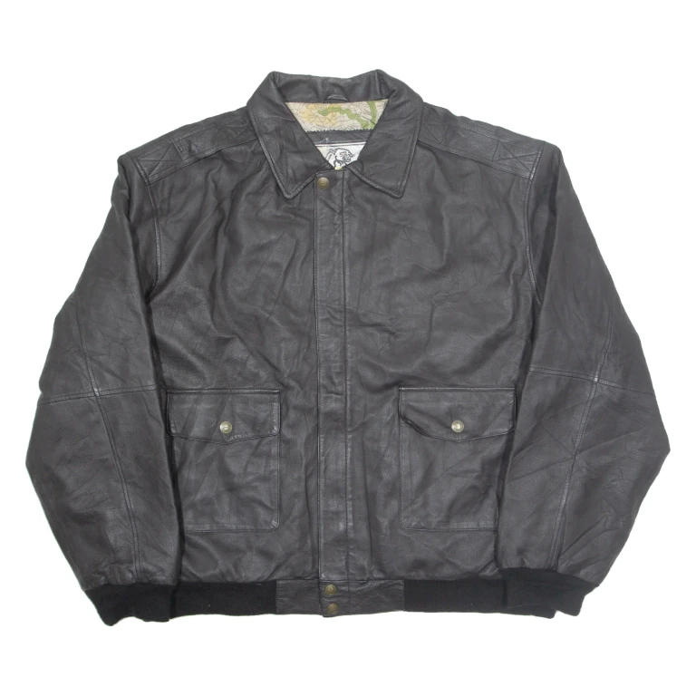 COUGAR Mens Lined Jacket Black Leather XL
