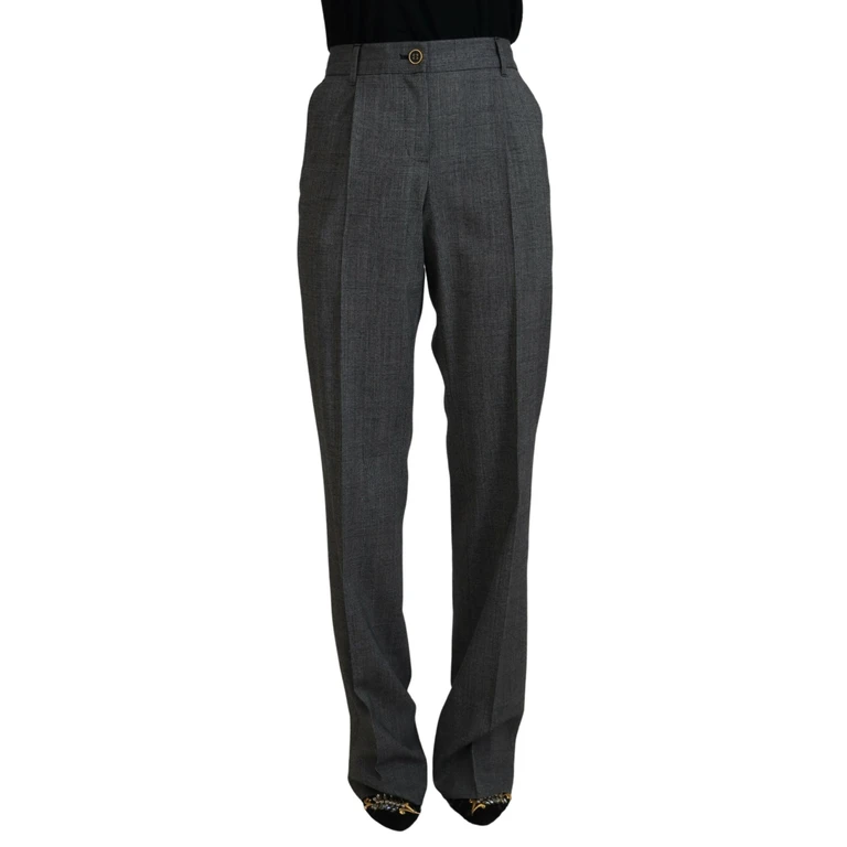 Dolce & Gabbana Gray High Waist Women Wool Pants Virgin - Women
