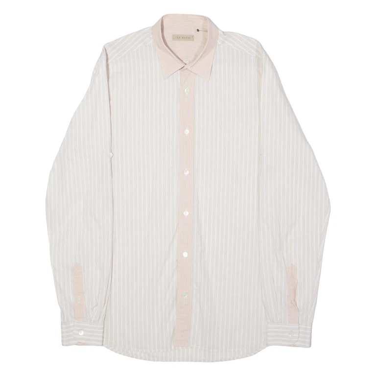 TED BAKER Mens Shirt Pink Striped Long Sleeve S