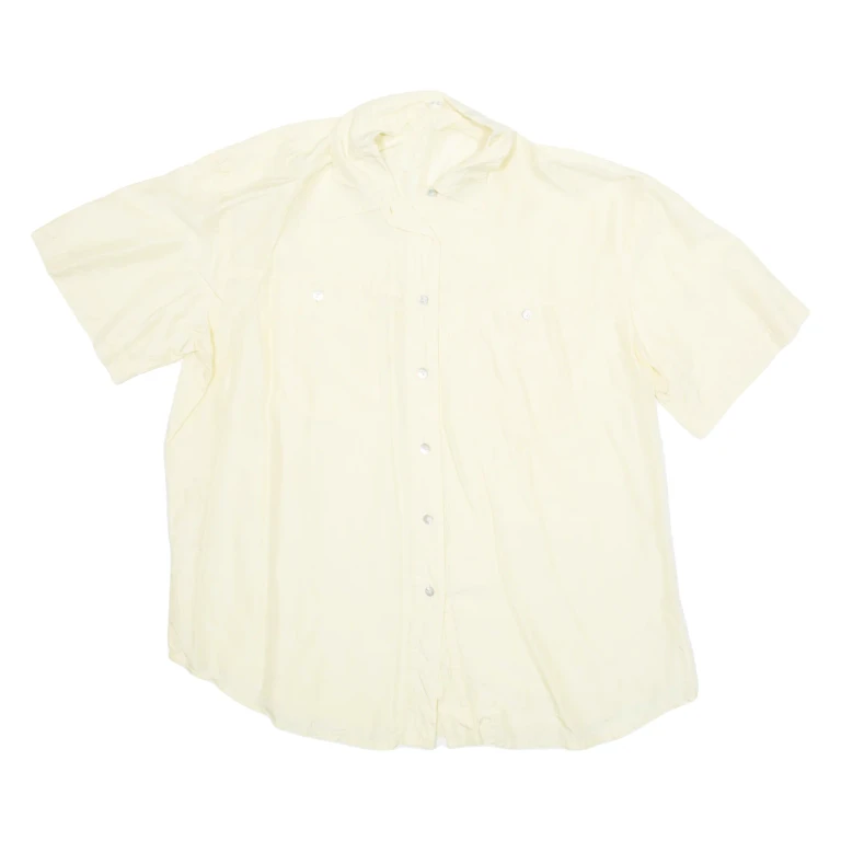 Sheer Womens Shirt Yellow Collared Silk UK 18