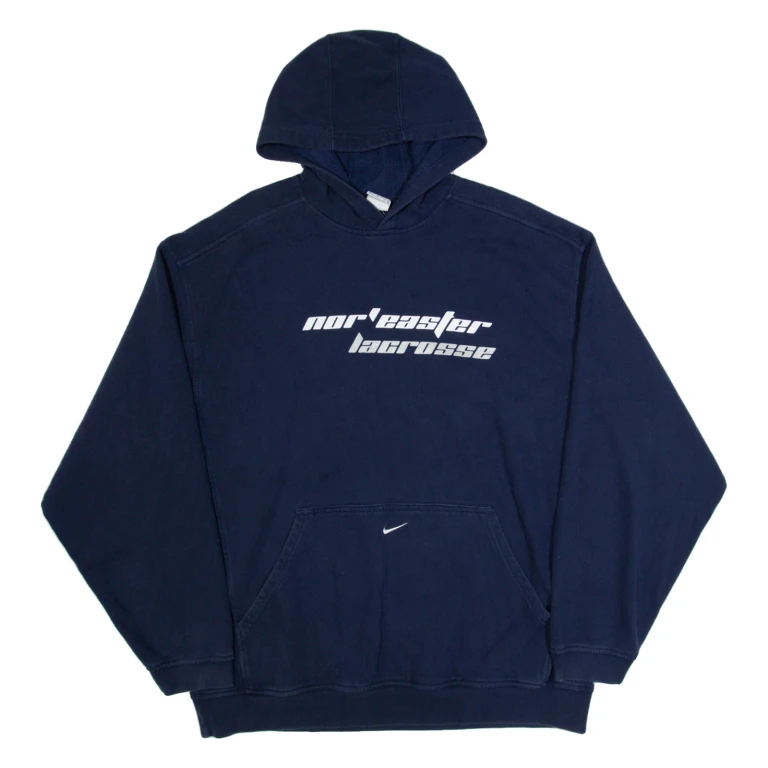 NIKE Nor'easter Lacrosse Mens Blue Hoodie USA XL