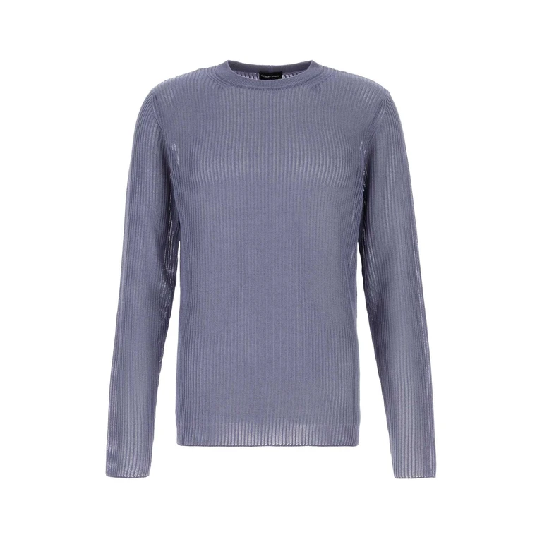 Giorgio Armani Air Force Blue Silk Blend Sweater Malva Exterior: Cotton Maglie - Men