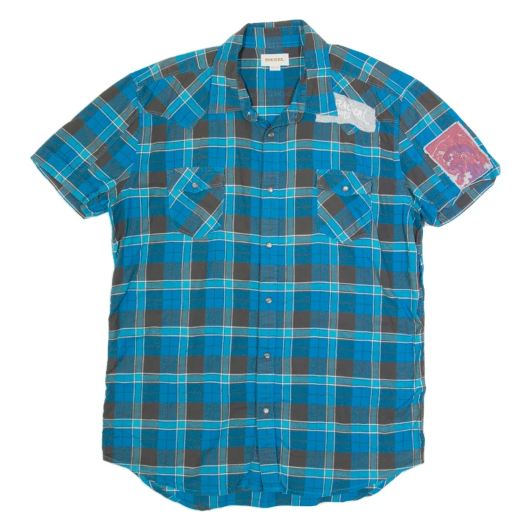 DIESEL Mens Shirt Blue Check XL