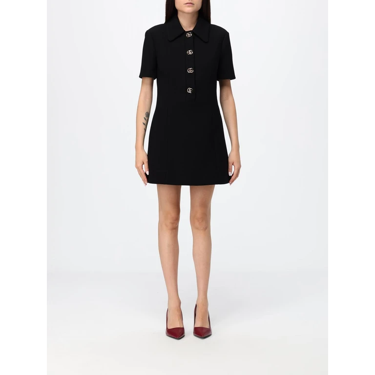 Wool Polo Mini Dress with Classic Collar and Short Sleeves (864361ZACKN1000)