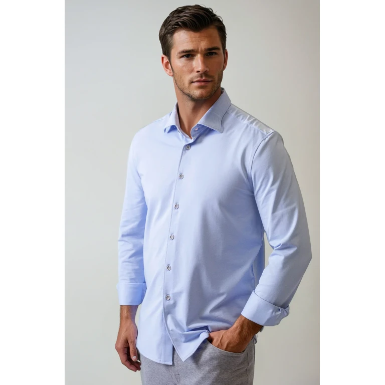 Single Shot Long Sleeve Tech Shirt - Light Blue