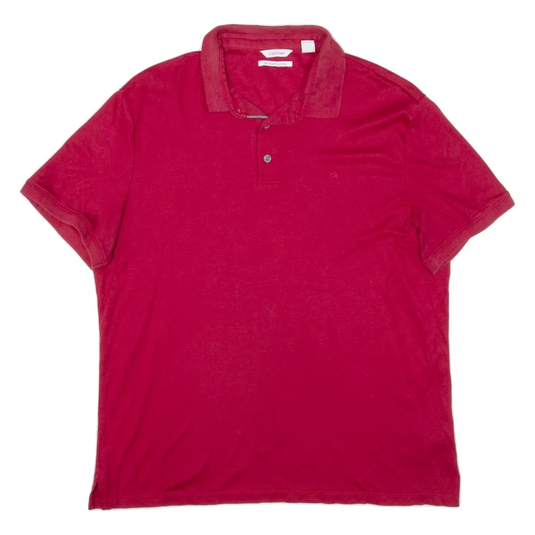 CALVIN KLEIN Mens Polo Shirt Red L