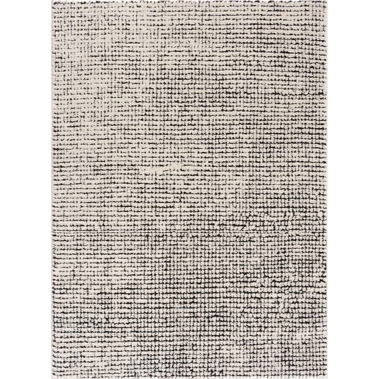 Keita Cream & Black Grid Plush Rug
