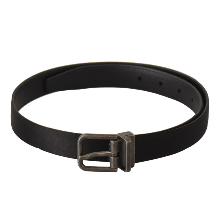 Dolce & Gabbana Black Calfskin Leather Vintage Metal Buckle Belt - Women