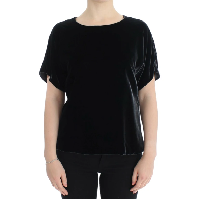 Dolce & Gabbana Black Velvet Shortsleeved Blouse Silk - Women