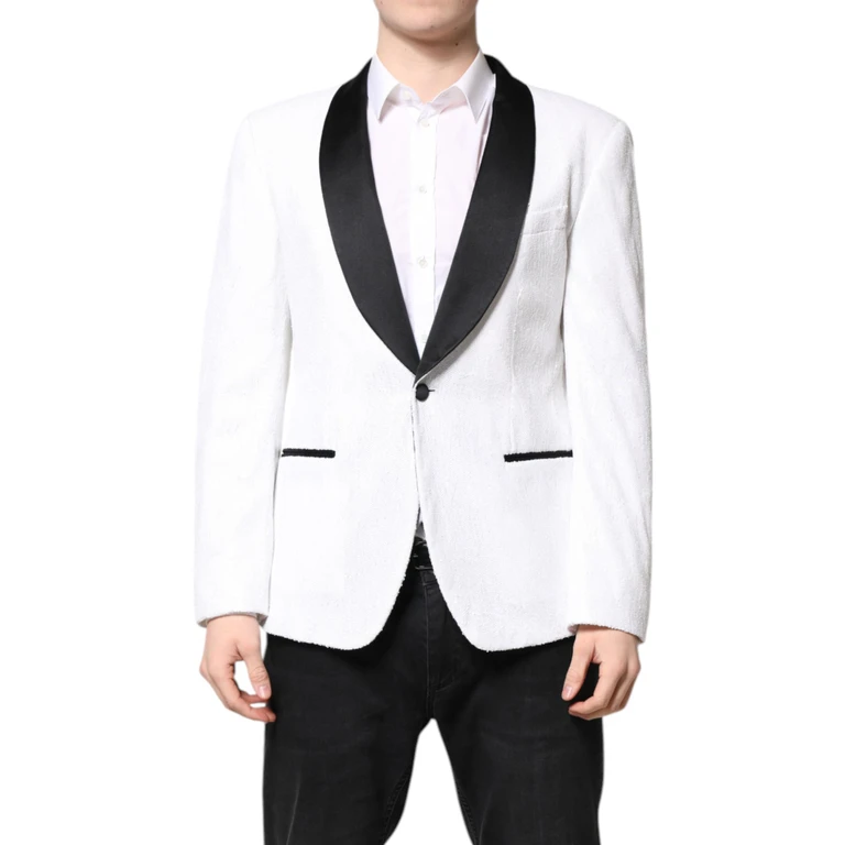 White Nylon Single Breasted Coat Blazer Off Clothing - Men