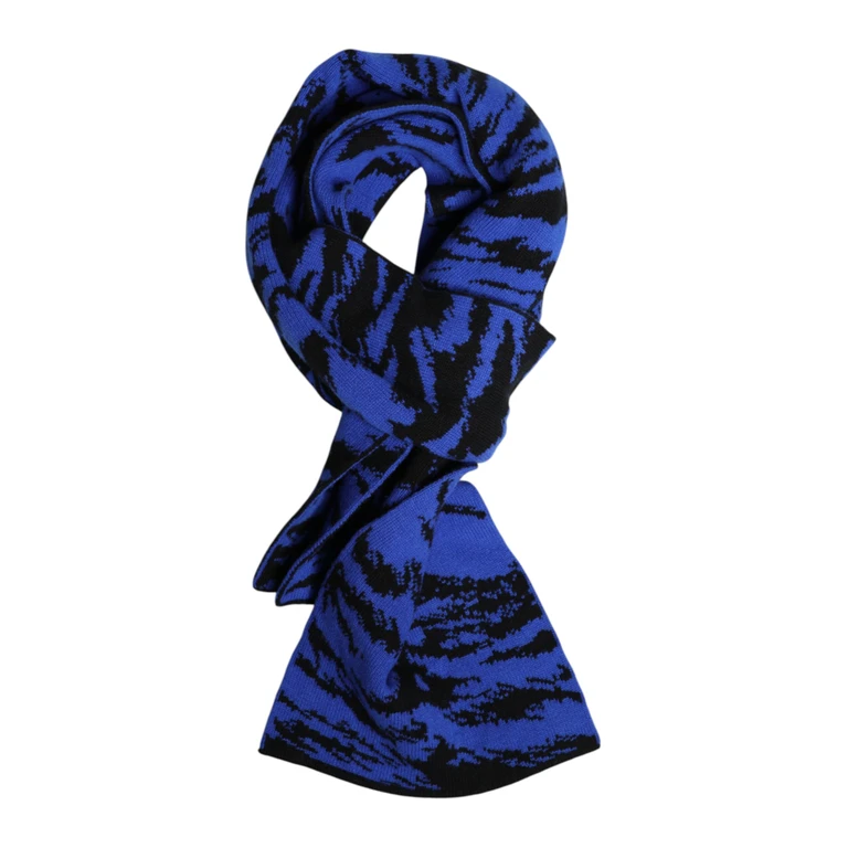 Dolce & Gabbana Blue Black Logo Neck Warmer Wrap Shawl Scarf And Virgin Wool - Men