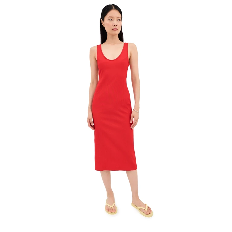 Tibi Creased Stretch Crepe Racerback Dress Red 4
