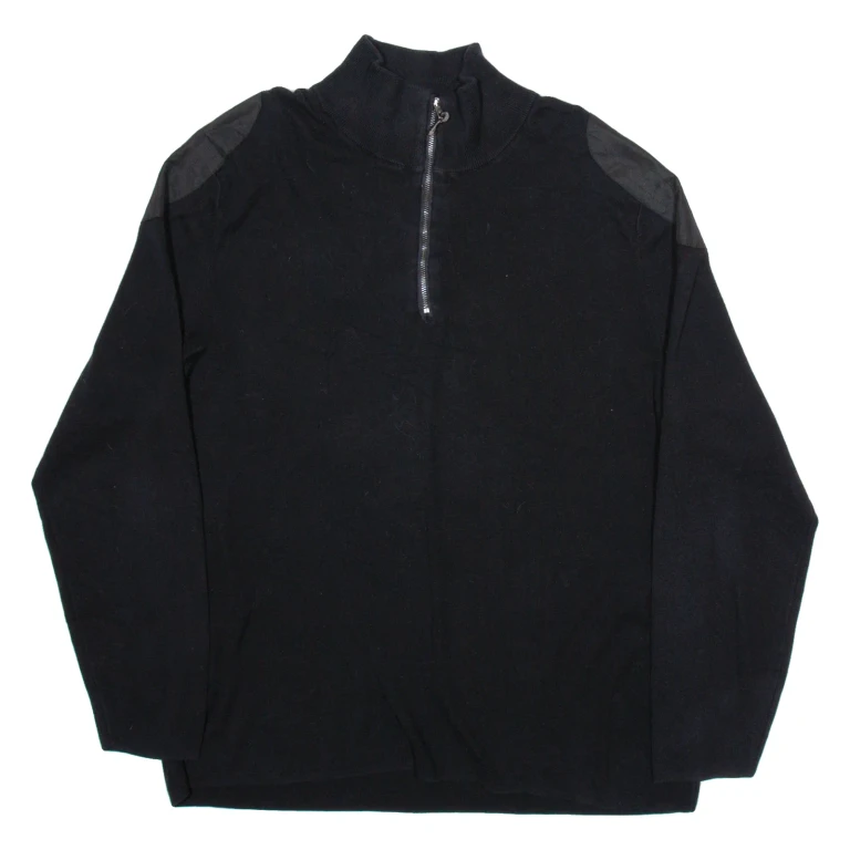 CALVIN KLEIN Slim Fit Mens Jumper Black 1/2 Zip Tight Knit XL