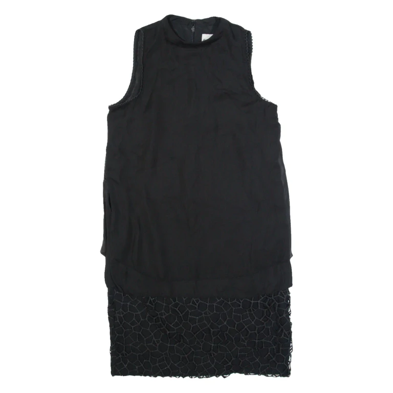 REISS Womens Shift Dress Black Sleeveless Knee Length UK 6