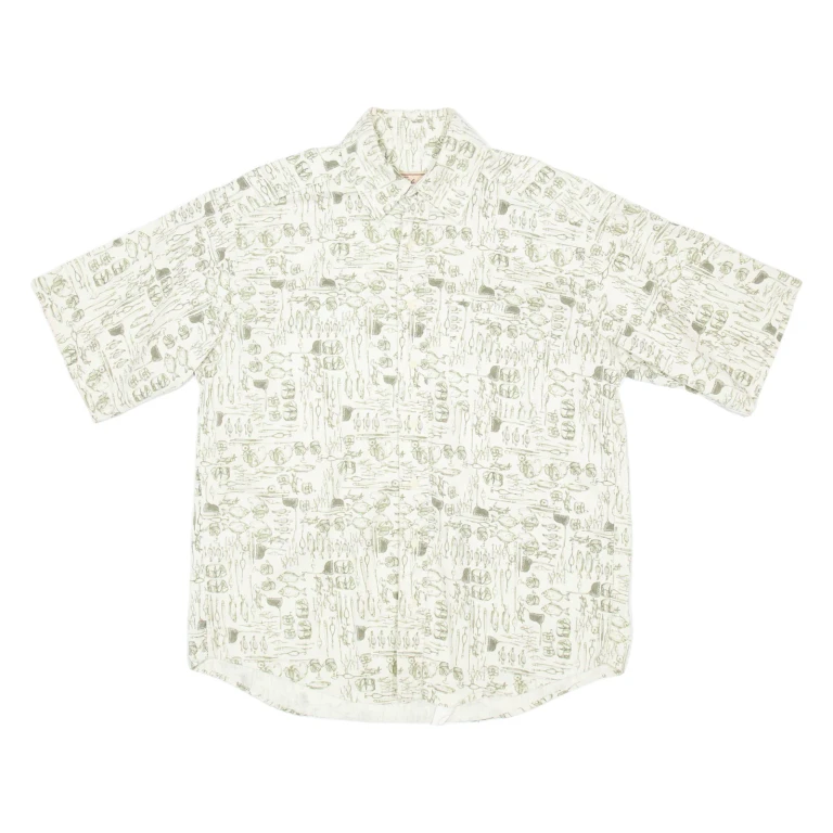WOOLRICH Mens Shirt Green Crazy Pattern L