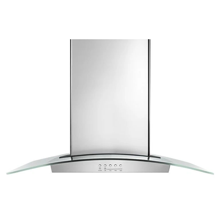 Modern Glass Island Mount Range Hood in Stainless Steel 36"